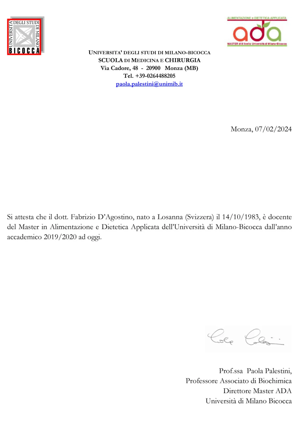 Certificato di eccellenza